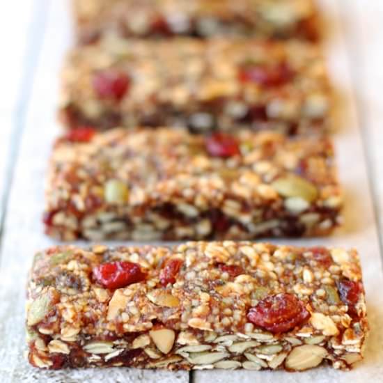 No Bake Fruit and Seed Granola Bars