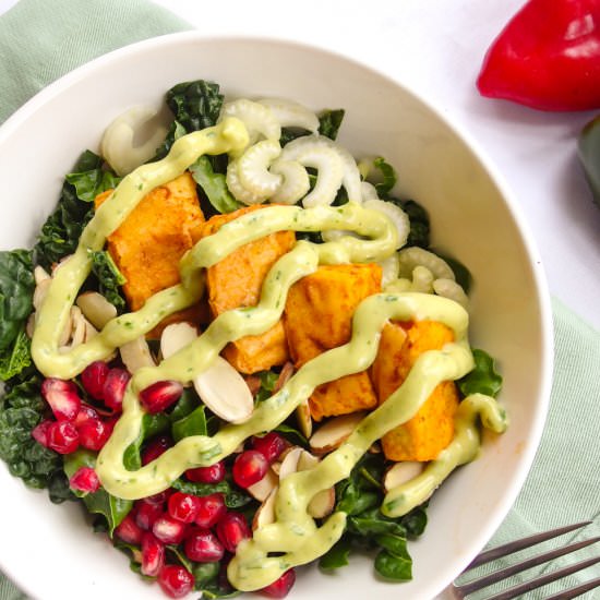 Ranch Kale Salad with Buffalo Tofu