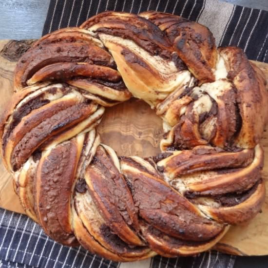 Braided chocolate chestnut bread