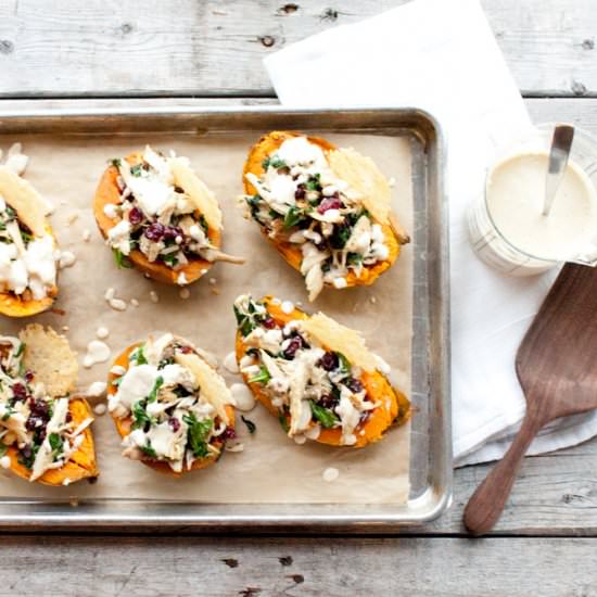 Turkey Caesar Stuffed Sweet Potato