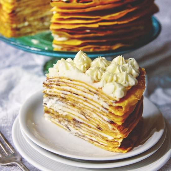 Pumpkin Cream Cheese Crepe Cake