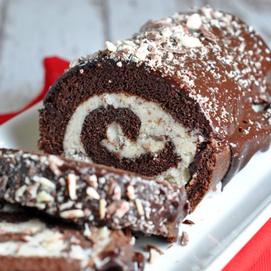 Chocolate Peppermint Roll Cake