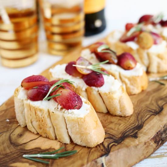 Roasted Grape Goat Cheese Crostini