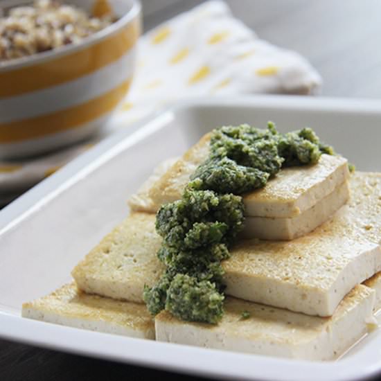 Pan-fried Tofu with Thyme Pesto
