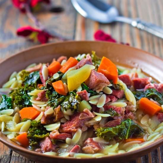 Leftover Turkey Orzo Soup