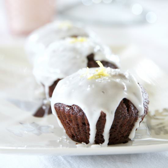 Lemon Glazed Gingerbread Muffins