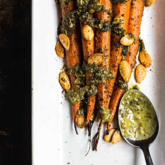 Roasted Carrots with Pesto Butter
