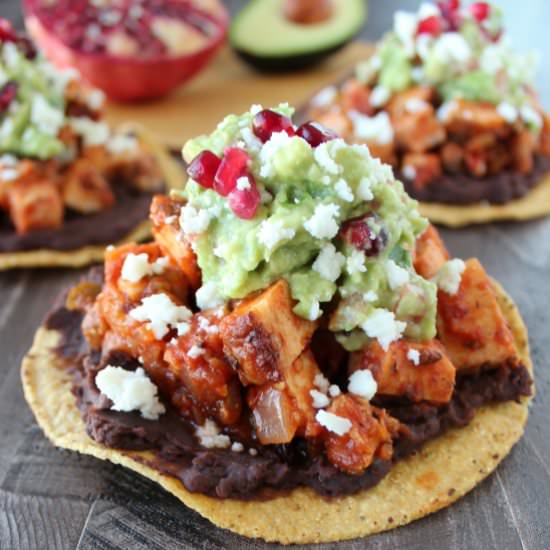 Turkey Tostada & Pomegranate Guac