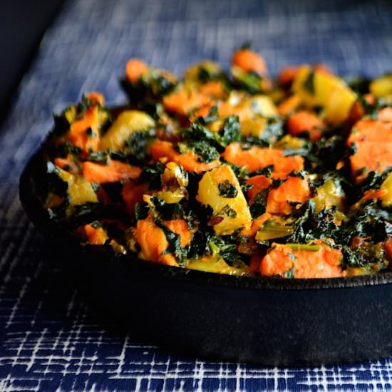 Radish-Sweet Potato-Kale Hash