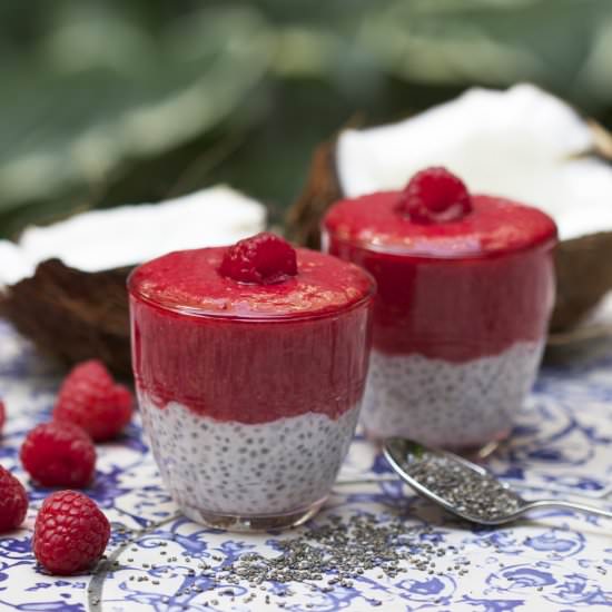 Coconut Raspberry Chia Seed Pudding