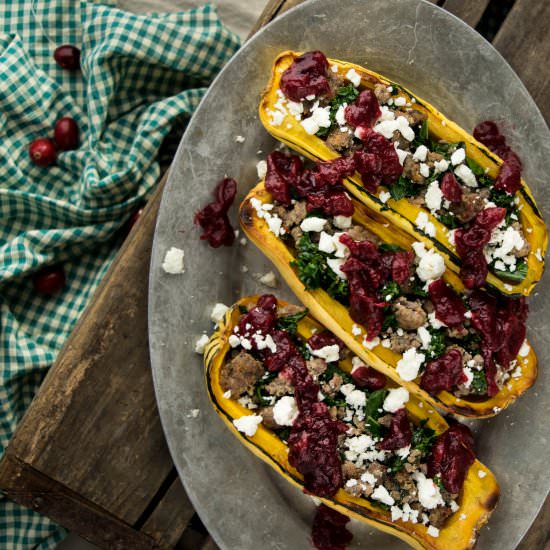 Delicata Boats with Ground Sausage