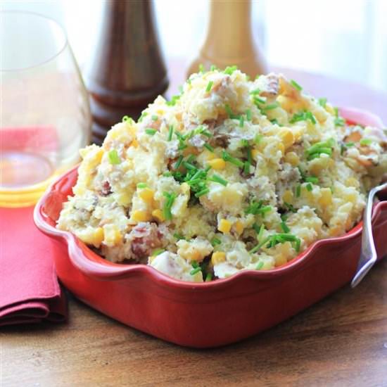 Warm Bacon Corn Smashed Potatoes