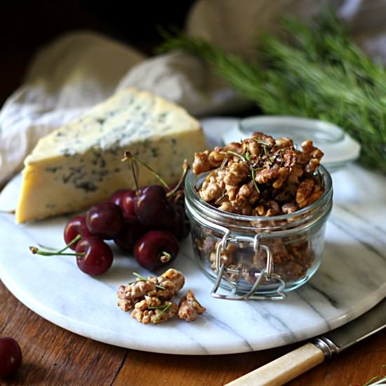 Salted honey and rosemary walnuts