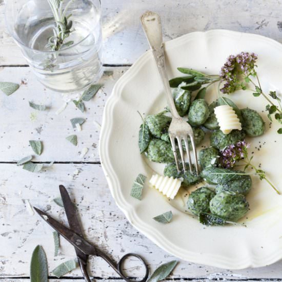 Spinach, sage, ricotta gnudi