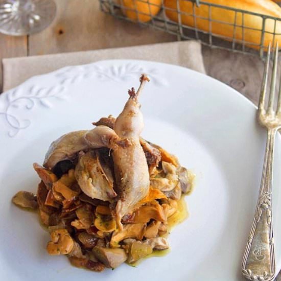 Slow Cooked Quails with Mushroom