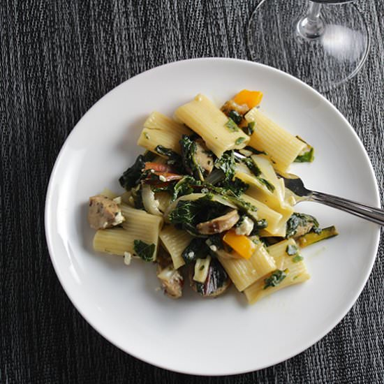 Rigatoni with Sausage and Greens