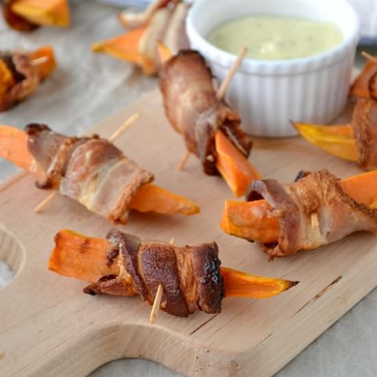 Bacon Wrapped Sweet Potato Wedges