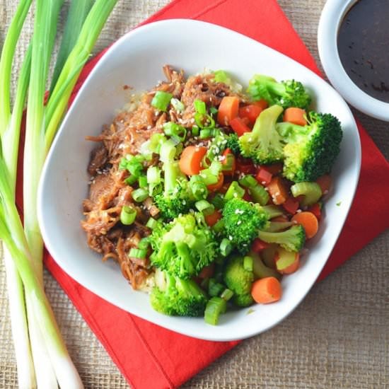 Slow Cooker Teriyaki Pork Rice Bowl