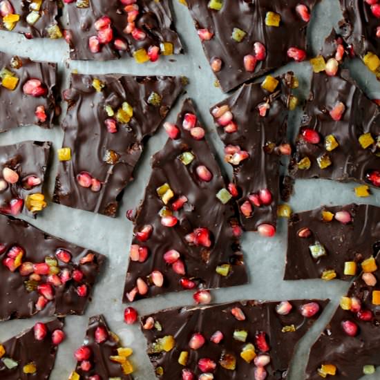 Pomegranate-Orange Chocolate Bark