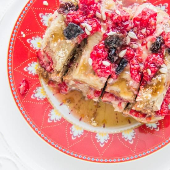 Salted caramel + berry carrot cake