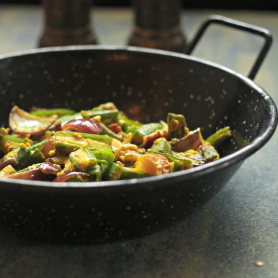 Okra and onion stir fry