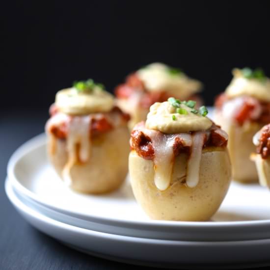 Pizza Stuffed Mini Potatoes