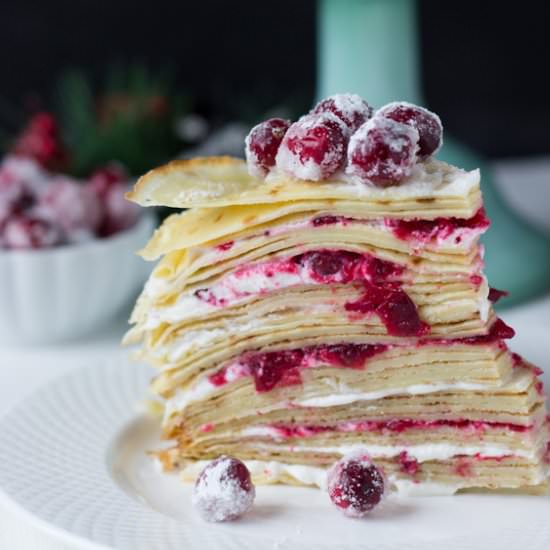 Cranberry Hazelnut Crepe Cake