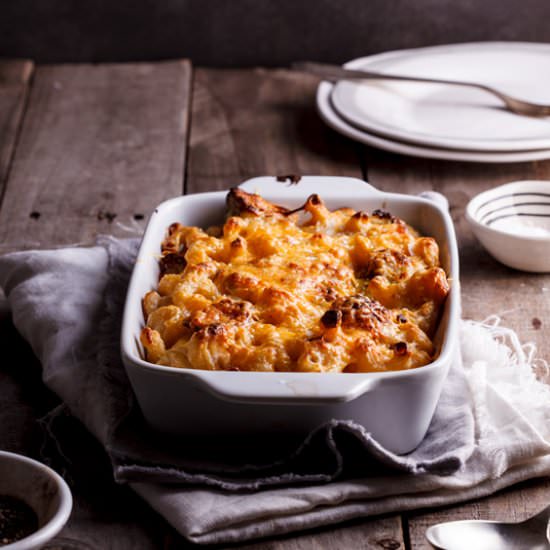 Mac & cheese with brussels sprouts