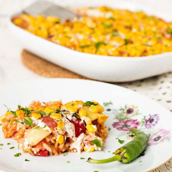 Vegan Enchilada Rice Casserole