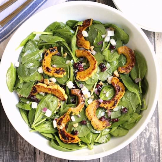 Delicata Squash and Spinach Salad