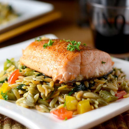 Salmon on Orzo
