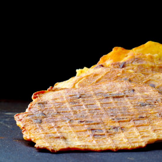 Potato waffles and chorizo