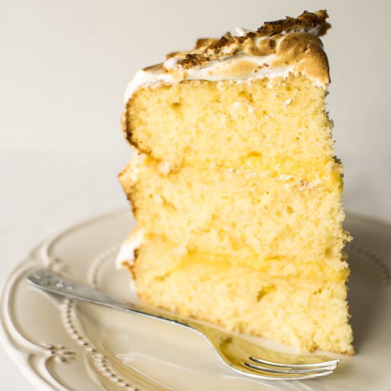 Triple Layer Lemon Meringue Cake