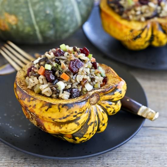 Cranberry Wild Rice Stuffed Squash