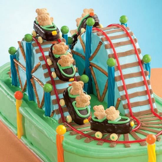 Teddy Bears on Roller Coaster Cake