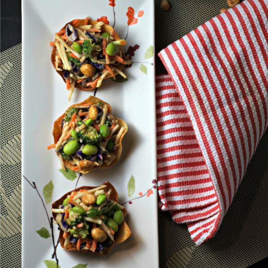 Thai Peanut Slaw in Crispy Cups