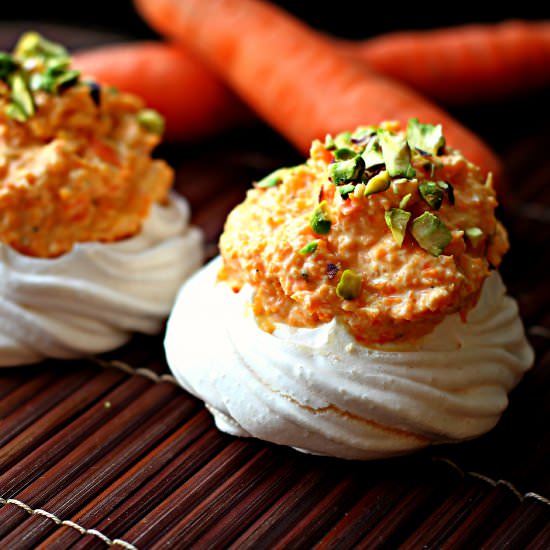 Carrot Shrikhand in Meringue Nests
