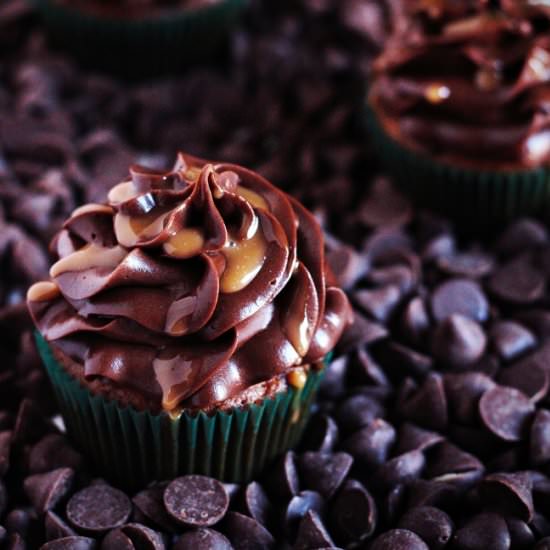 Banana Caramel Filled Choc cupcake
