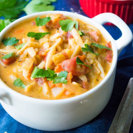 Hearty Lemon Veggie Orzo Soup