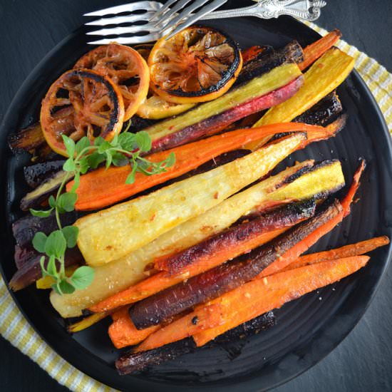 Harissa Roasted Carrots & Lemons