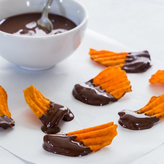 Chocolate Dipped Sweet Potato Chips