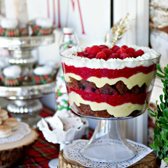 Raspberry Brownie Trifle