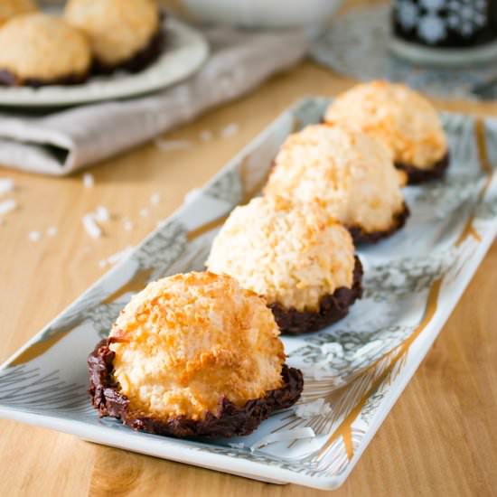 Chocolate Covered Coconut Macaroons