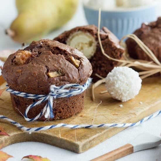 Chocolate Pear Muffins w Raffaello