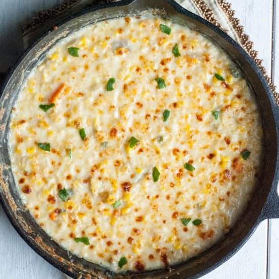 Creamy White Cheddar Baked Corn