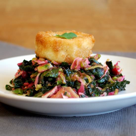 Kale Slaw with Fried Goat Cheese