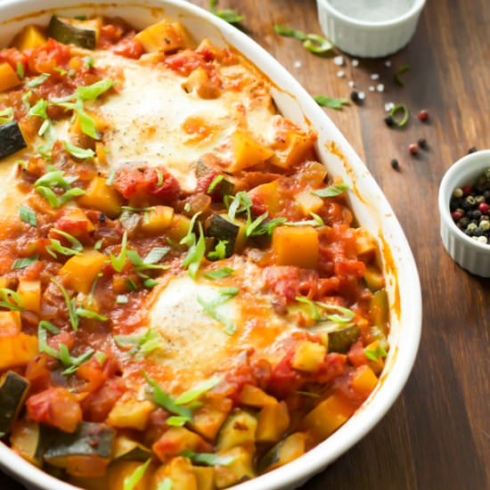Veggies with Baked Eggs