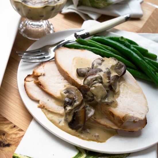Roasted Capon with Mushroom Sauce