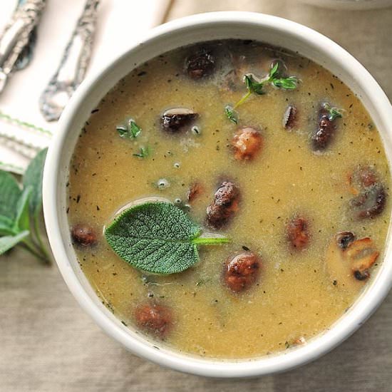 White Bean Roasted Mushroom Soup