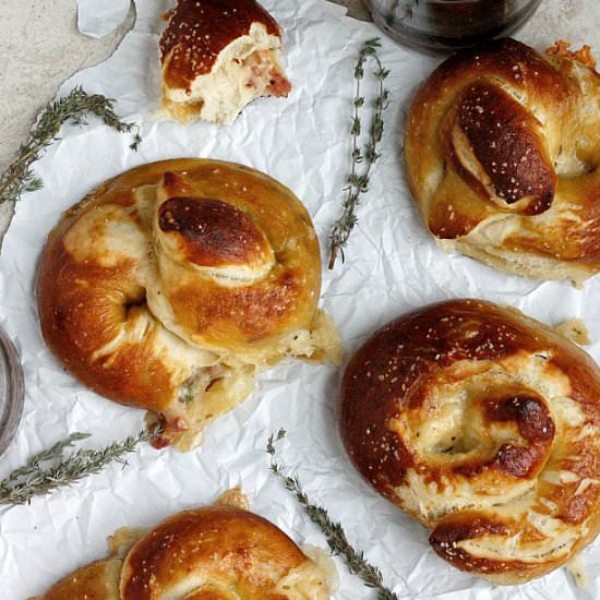 Cheese & Pancetta Stuffed Pretzels
